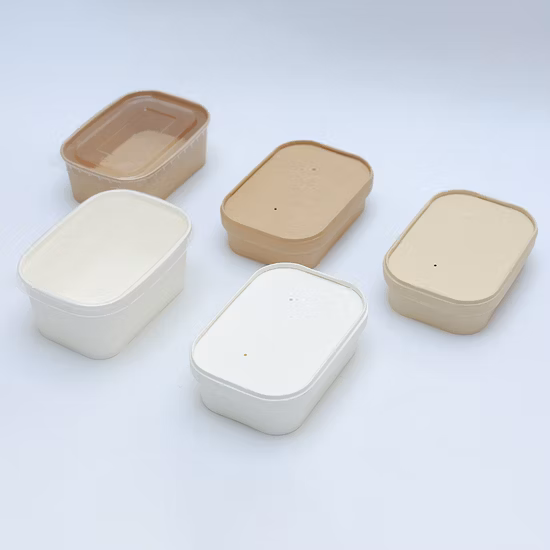 Biologisch abbaubarer Einwegbehälter aus Papier, rechteckige Verpackungsbox für Lebensmittel, Mittagessen und Mitnehmen