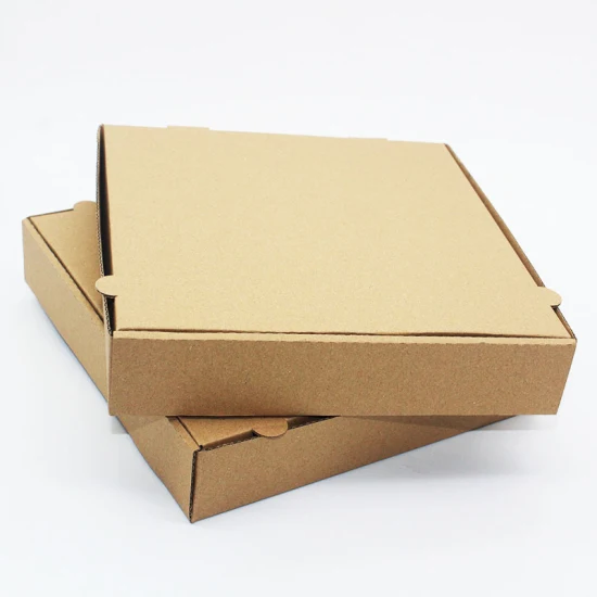China Großhandel individuell bedruckte, hochwertige, farbige Kraftpapier-Wellpappe-Lebensmittel-Pizza-Verpackungsbox in allen Größen mit Logo