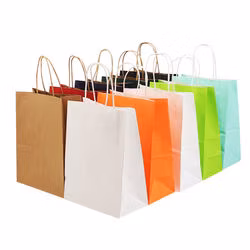 Individuell bedruckte, recycelte Werbekunst-Einkaufsgeschenk-Braun-/Weiß-Kraftpapiertüten mit gedrehtem Griff