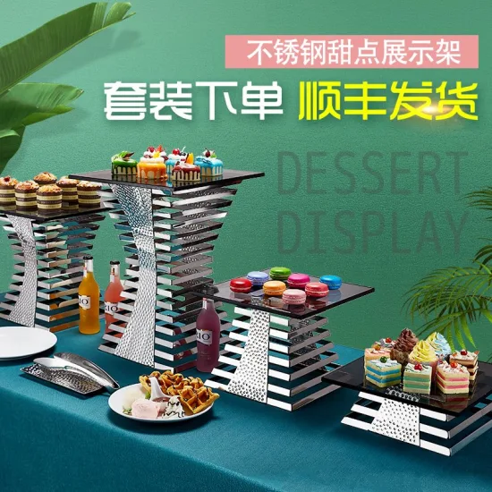 Restaurantausrüstung Großhandel Buffet-Display Kuchenständer Moderner Catering-Buffetständer Schwarzer Dessertständer aus Edelstahl